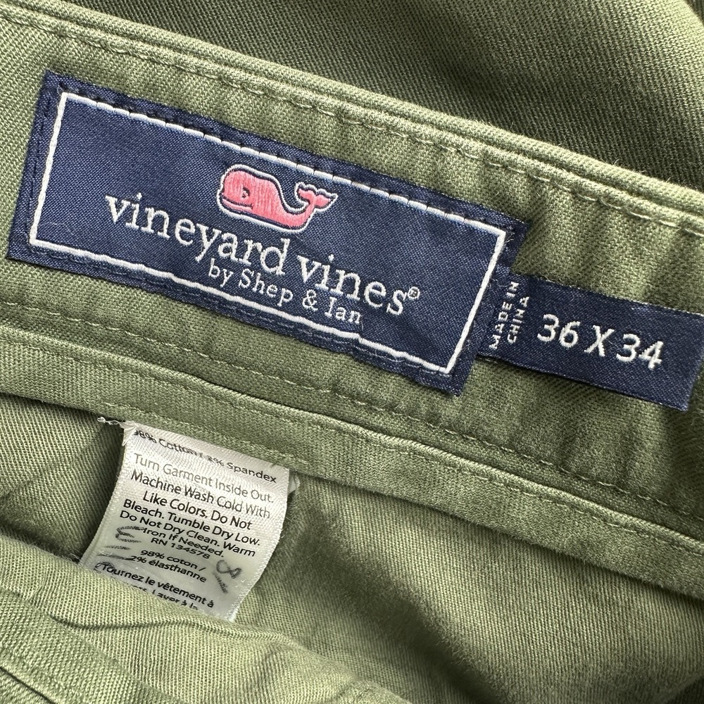 Vineyard Vines Slim Pants Men's 36x34 Olive Green Stretch Chino Casual - Picture 7 of 10